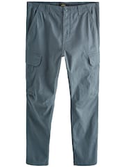 Blue Slim Fit Cotton Stretch Cargo Trousers - Image 6 of 9