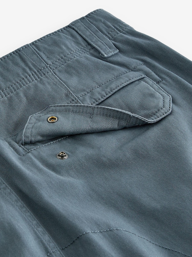 Blue Slim Fit Cotton Stretch Cargo Trousers - Image 9 of 9