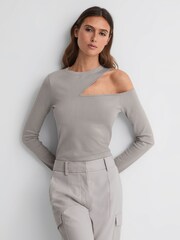 Reiss Lucille Tapa ajustada de manga larga recortada - Imagen 1 de 4