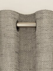 Grey Next Chunky Weave Blackout/Thermal Eyelet Curtains - Image 3 of 6