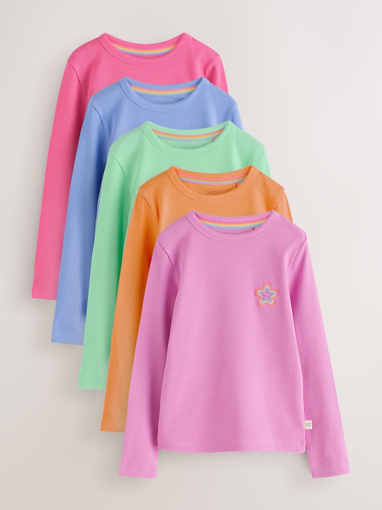 Little Bird Bright Rainbow Ribbed Jersey Tops 5 Pack - Image 1 of 9 Little Bird Bright Rainbow Ribbed Jersey Tops 5 Pack - Image 1 of 9