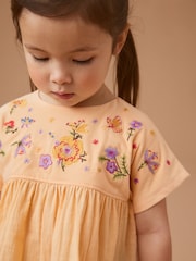 Pfirsich/Blumenstickerei - Kurzärmelige Bluse (3 Monate – 7 Jahre) - Bild 3 von 7