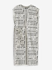 Ecru White Spot 100% Cotton Short Sleeve Tie Side Summer Dress - Image 7 of 8