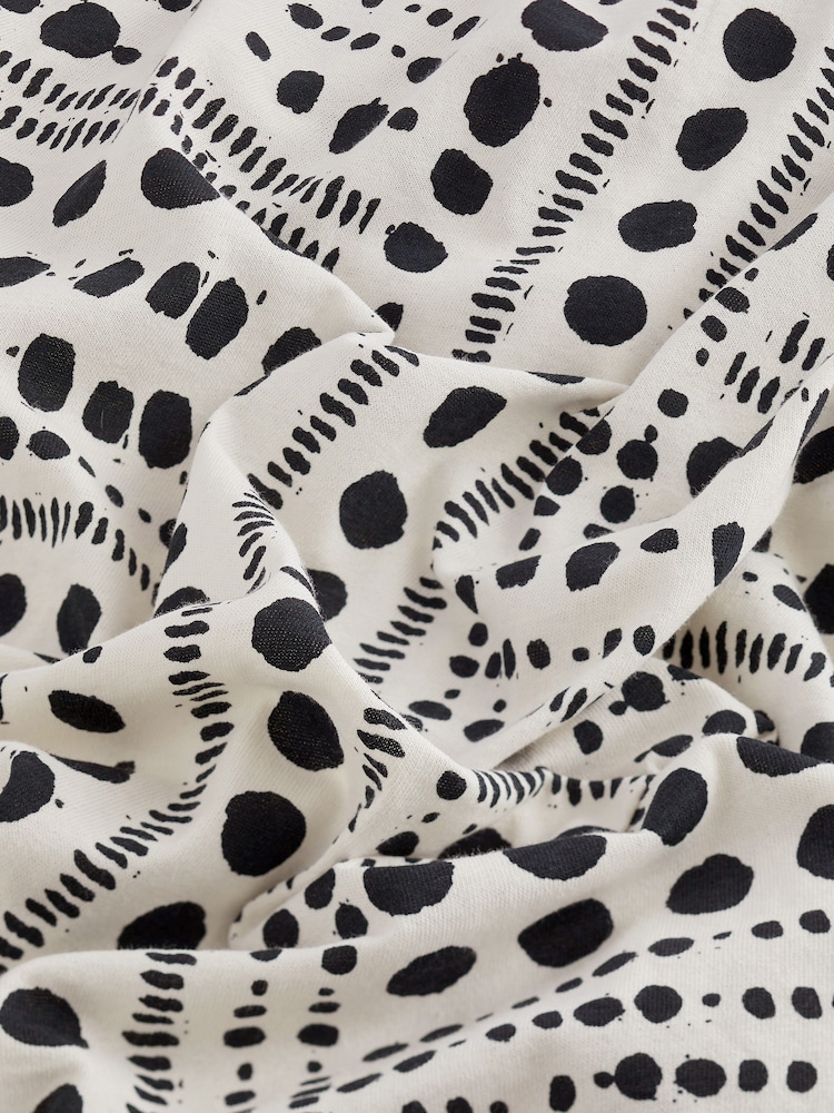 Ecru White Spot 100% Cotton Short Sleeve Tie Side Summer Dress - Image 8 of 8