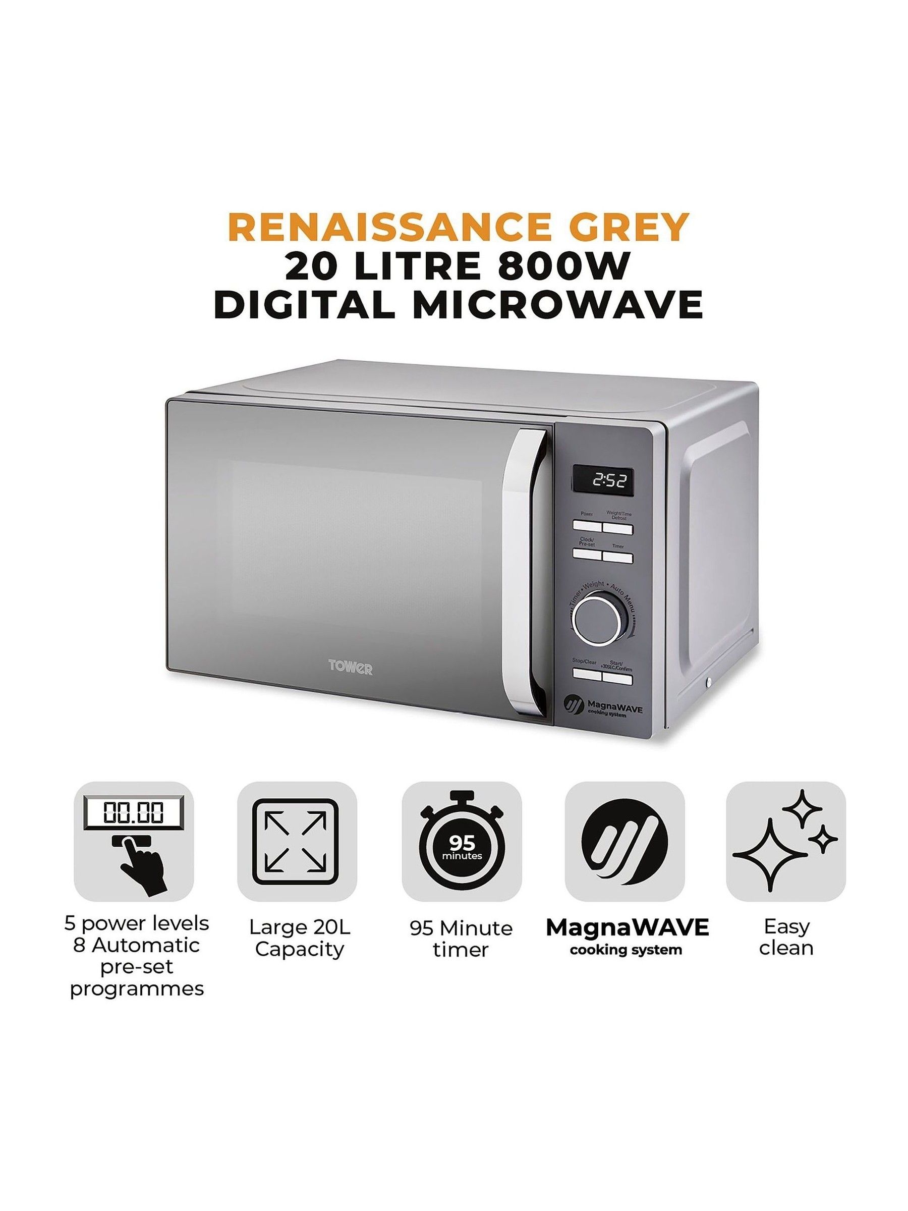 Tower microwave grey store
