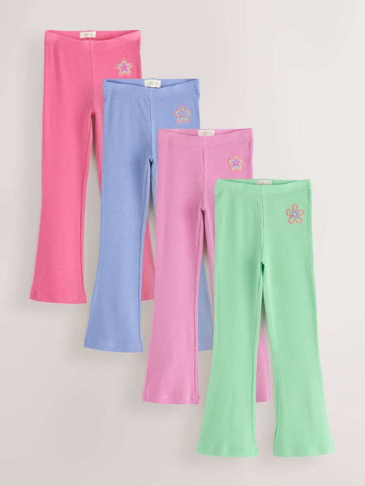 Little Bird Bright Rainbow Ribbed Jersey Kickflare Leggings 4 Pack - Image 1 of 11