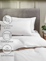 Set of 2 Soft 100% Cotton Duck Feather And Down Pillows - Image 2 of 4
