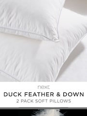 Set of 2 Soft 100% Cotton Duck Feather And Down Pillows - Image 3 of 4