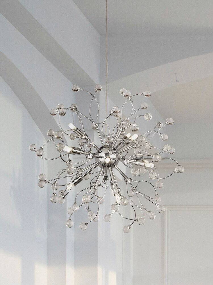 Searchlight Chrome Nightshade Polished Chrome Crystal 12Lt Ceiling Light - Image 1 of 3