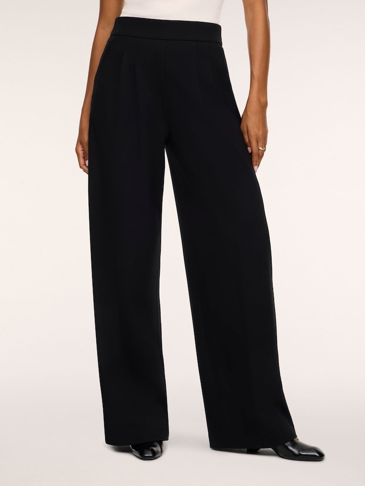 SPANX Black Perfect Fit Ponte Pleated Wide Leg Trousers - Image 1 of 4 SPANX Black Perfect Fit Ponte Pleated Wide Leg Trousers - Image 1 of 4