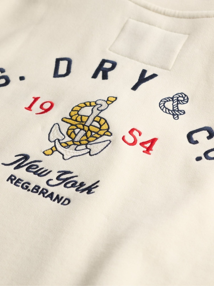 Superdry Cream Heritage Nautical Half Zip Sweatshirt - Image 7 of 7 Superdry Cream Heritage Nautical Half Zip Sweatshirt - Image 7 of 7