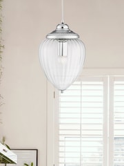 Searchlight Chrome Imperial Chrome Glass Pendant Ceiling Light - Image 1 of 3