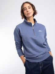Weird Fish Blue Avery Branded 1/4 Zip Sweatshirt - Image 1 of 5