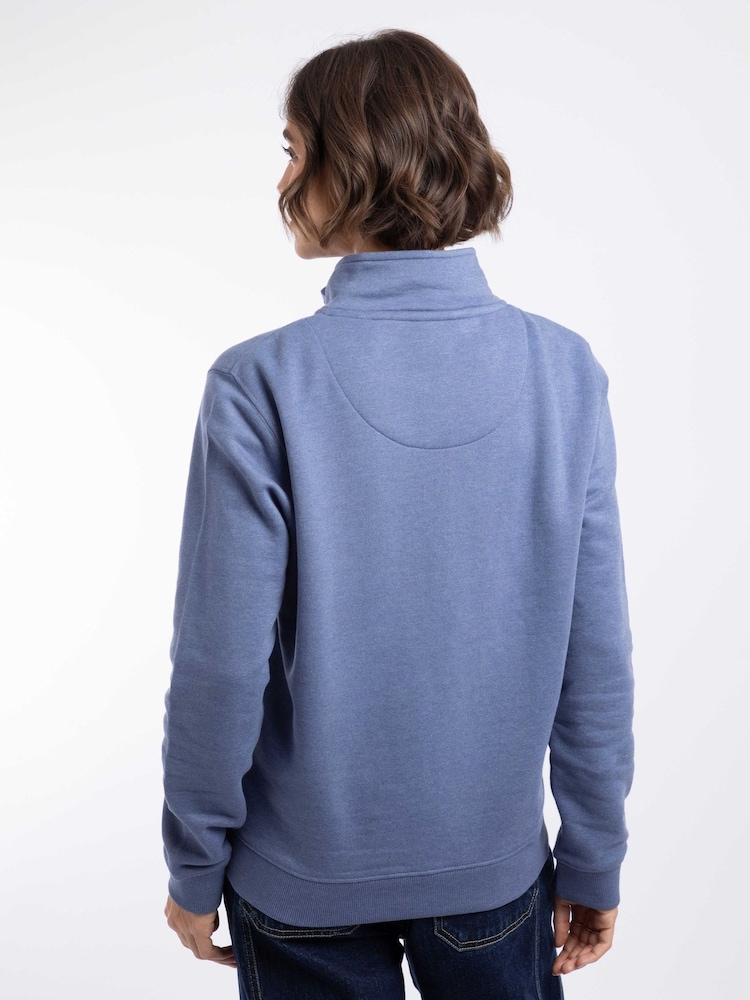 Weird Fish Blue Avery Branded 1/4 Zip Sweatshirt - Image 2 of 5 Weird Fish Blue Avery Branded 1/4 Zip Sweatshirt - Image 2 of 5