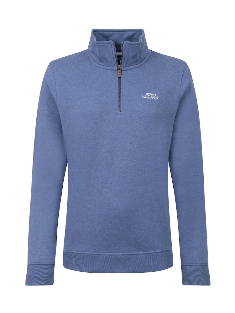 Weird Fish Blue Avery Branded 1/4 Zip Sweatshirt - Image 5 of 5 Weird Fish Blue Avery Branded 1/4 Zip Sweatshirt - Image 5 of 5
