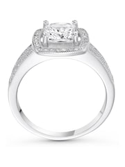 Beaverbrooks Silver Cubic Zirconia Halo Cluster Ring - Image 3 of 5