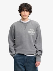 Superdry Grey Block Text Crew Neck Sweatshirt - Image 1 of 7