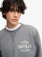 Superdry Grey Block Text Crew Neck Sweatshirt - Image 4 of 7