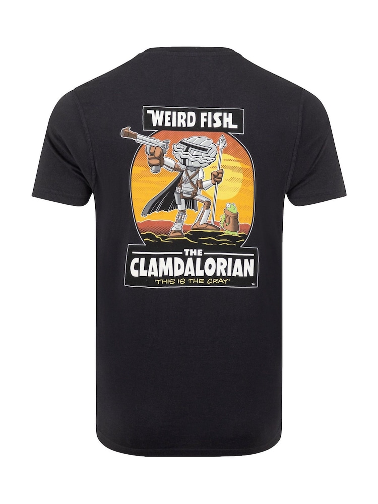 Melns - Weird Fish The Clamdalorian Back Print Artist T-Shirt - Attēls 6 no 6