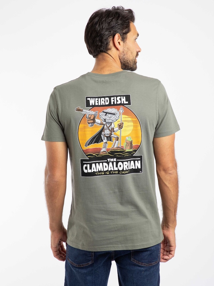 Pelēks - Weird Fish The Clamdalorian Back Print Artist T-Shirt - Attēls 1 no 6