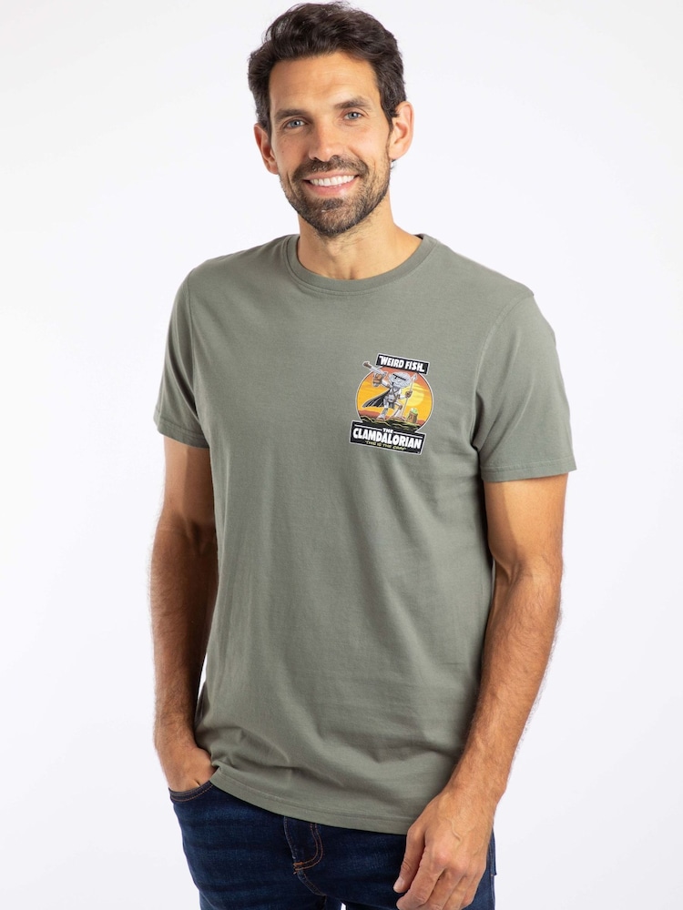 Pelēks - Weird Fish The Clamdalorian Back Print Artist T-Shirt - Attēls 2 no 6