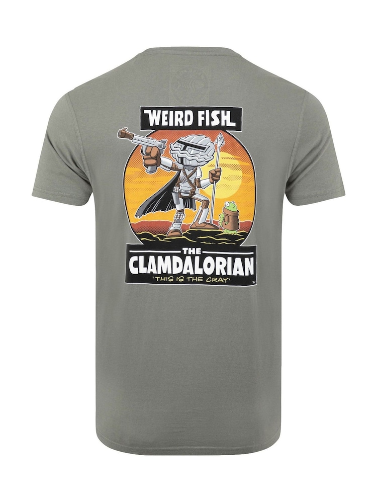 Pelēks - Weird Fish The Clamdalorian Back Print Artist T-Shirt - Attēls 6 no 6