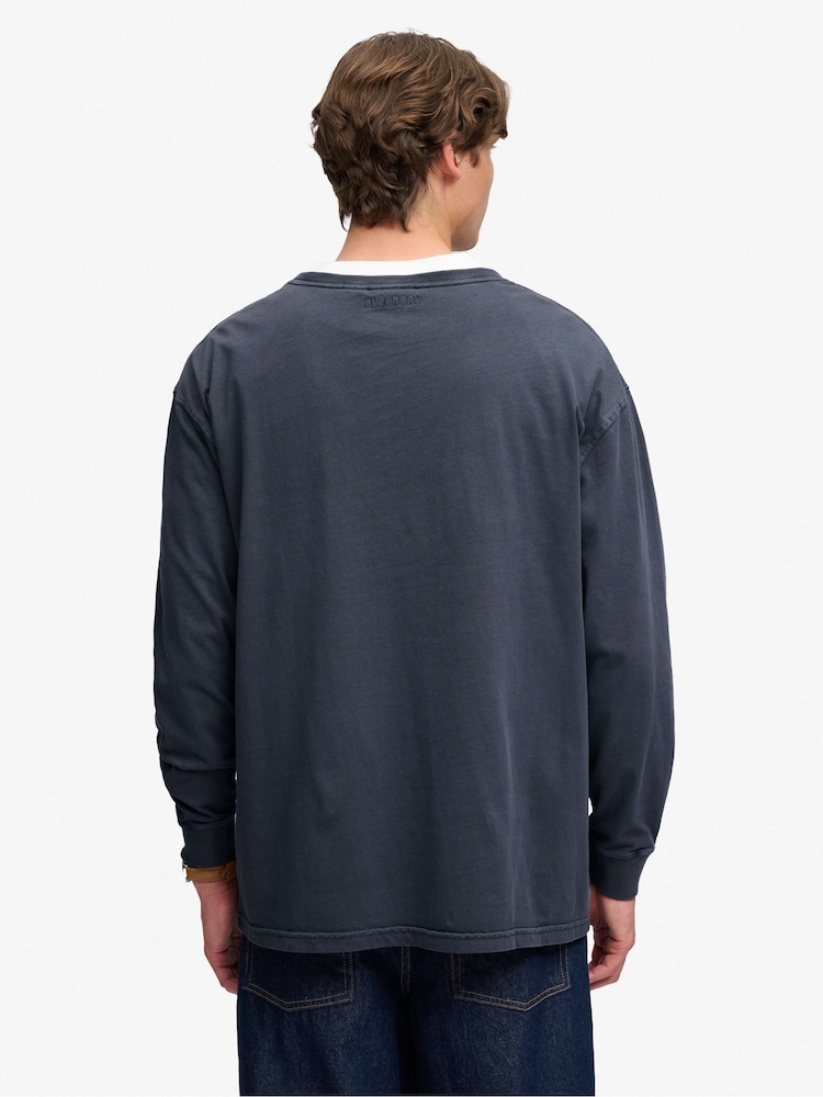 Superdry Blue Long Sleeve Pocket T-Shirt - Image 2 of 7 Superdry Blue Long Sleeve Pocket T-Shirt - Image 2 of 7