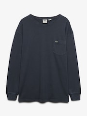 Superdry Blue Long Sleeve Pocket T-Shirt - Image 6 of 7