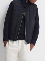 Reiss Navy Venice 3-9 yrs Quilted Sleeveless Gilet - Image 1 of 6