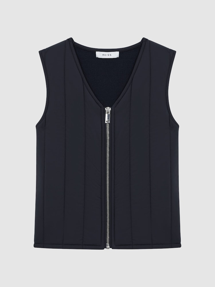 Reiss Navy Venice 3-9 yrs Quilted Sleeveless Gilet - Image 2 of 6
