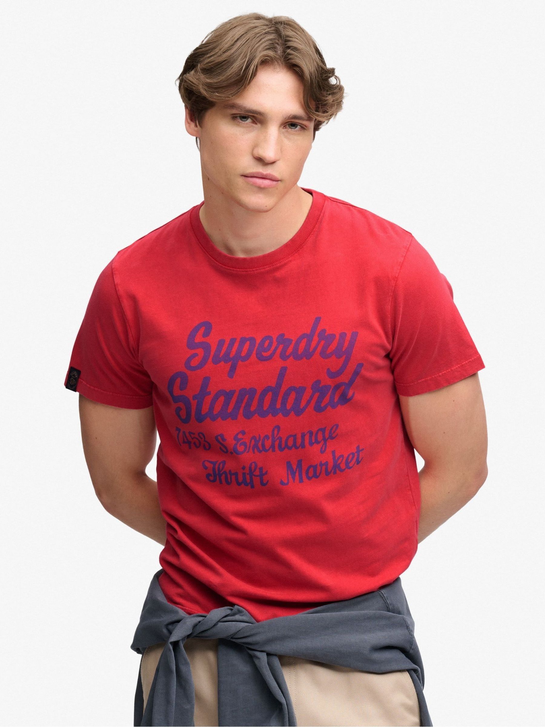 Superdry Men's Red Vintage Script T-Shirt - Image 1