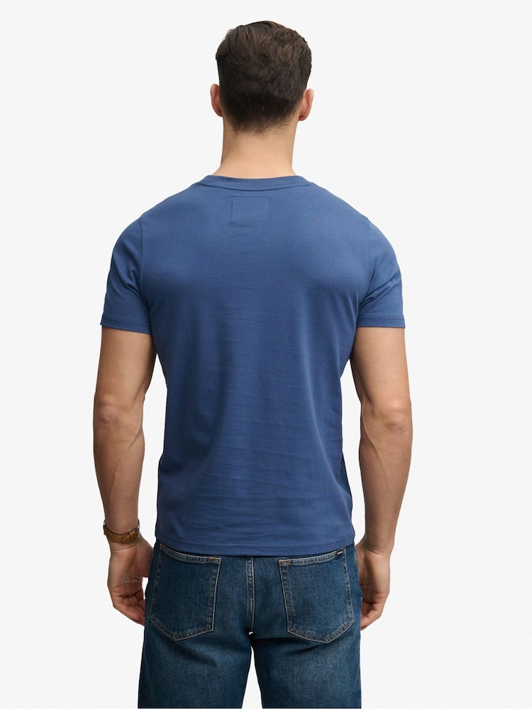 Superdry Blue Vintage Logo Classic T-Shirt - Image 2 of 5 Superdry Blue Vintage Logo Classic T-Shirt - Image 2 of 5