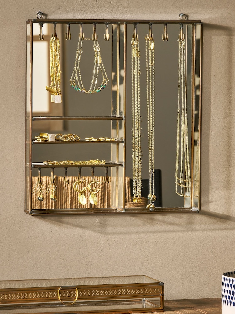 Nkuku Antique Brass Bequai Wall Hung Jewellery Box - Image 1 of 3