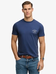 Superdry Blue Vintage Prep Relaxed Pocket T-Shirt - Image 1 of 7