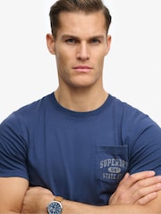 Superdry Blue Vintage Prep Relaxed Pocket T-Shirt - Image 4 of 7