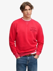 Superdry Red Block Text Crew Neck Sweatshirt - Image 1 of 7