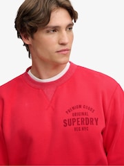 Superdry Red Block Text Crew Neck Sweatshirt - Image 4 of 7