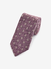 Burgundy Red Geometric Floral Signature Made In Italy Geometric Tie - Image 1 of 3