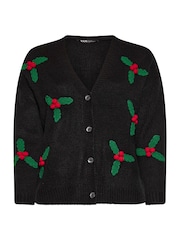 Yours Curve Black Holly Knitted Cardigan - Image 5 of 6