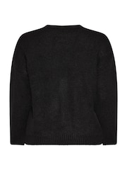 Yours Curve Black Holly Knitted Cardigan - Image 6 of 6