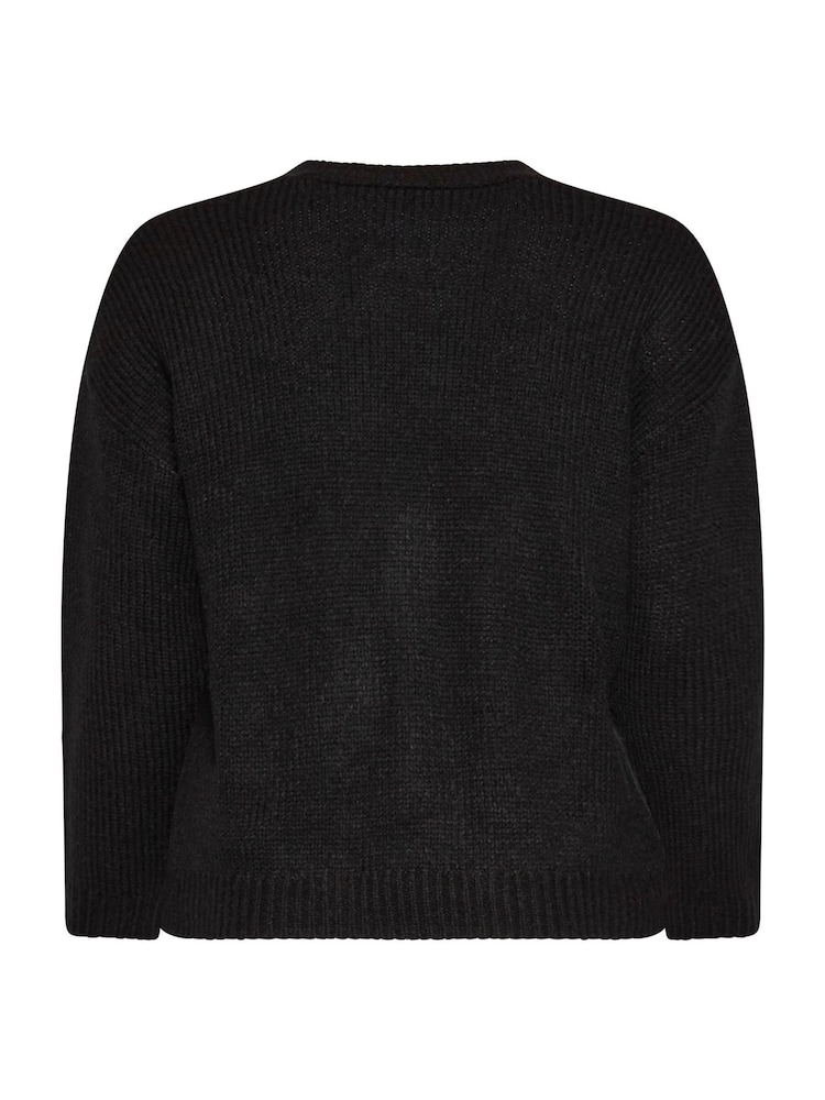 Yours Curve Black Holly Knitted Cardigan - Image 6 of 6 Yours Curve Black Holly Knitted Cardigan - Image 6 of 6