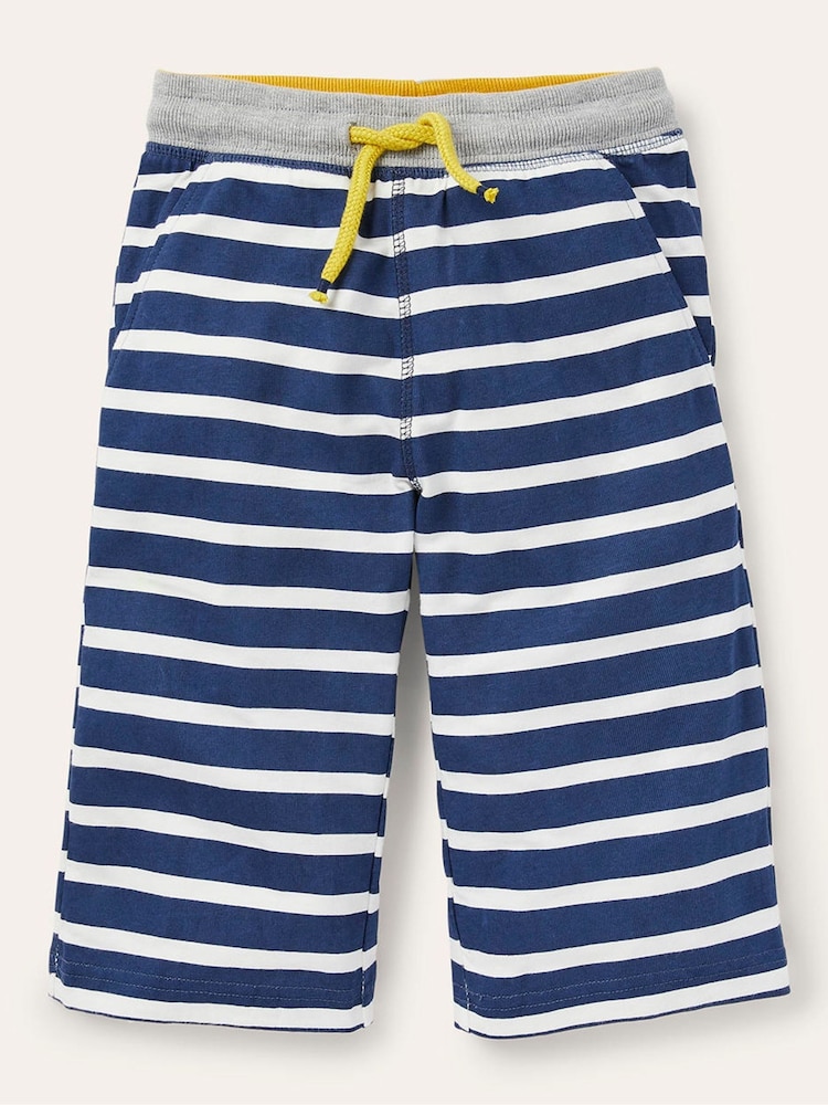 Boden Stripe Blue 100% Cotton Jersey Baggies Shorts - Image 1 of 3