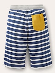 Boden Stripe Blue 100% Cotton Jersey Baggies Shorts - Image 2 of 3