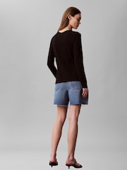 Calvin Klein Black Slim Ribbed Cotton Cardigan - Image 3 of 7