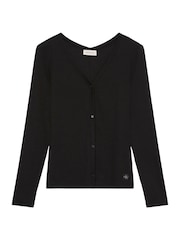 Calvin Klein Black Slim Ribbed Cotton Cardigan - Image 7 of 7