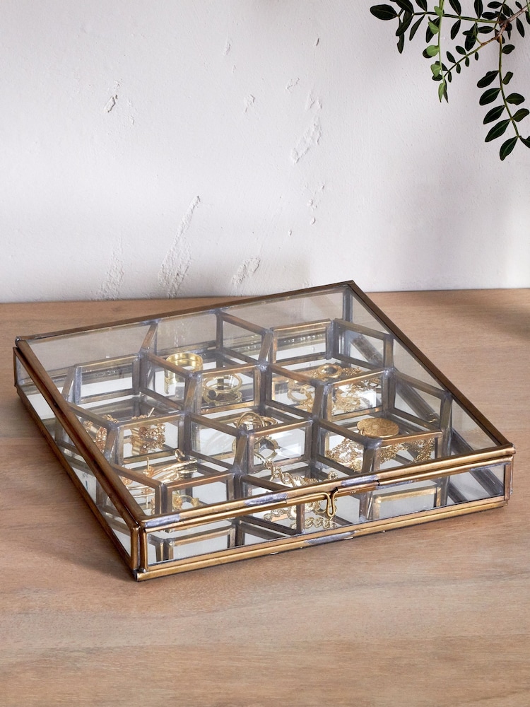Nkuku Antique Brass Bequai Honeycomb Box - Image 1 of 3