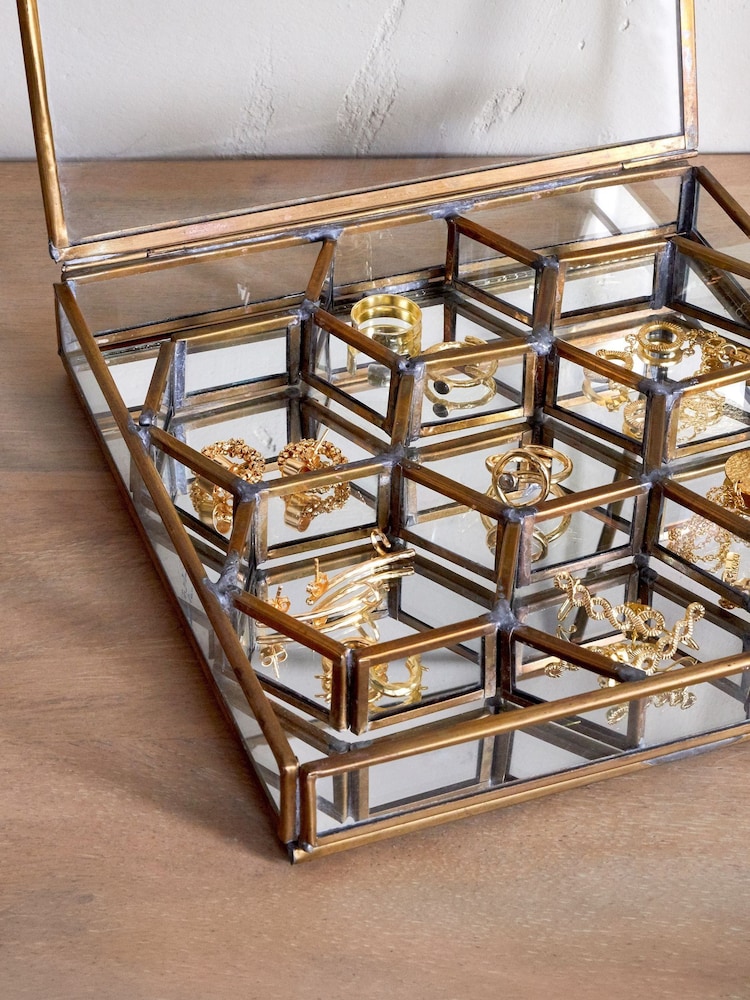 Nkuku Antique Brass Bequai Honeycomb Box - Image 2 of 3