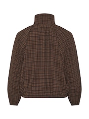 Yours Curve Brown Gingham Funnel Neck Bomber Jacket - Image 6 of 6