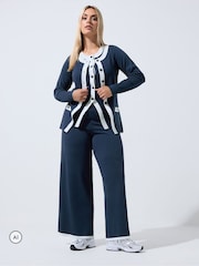 Yours Curve Blue Limited Contrast Detail Waistcoat - Image 2 of 7