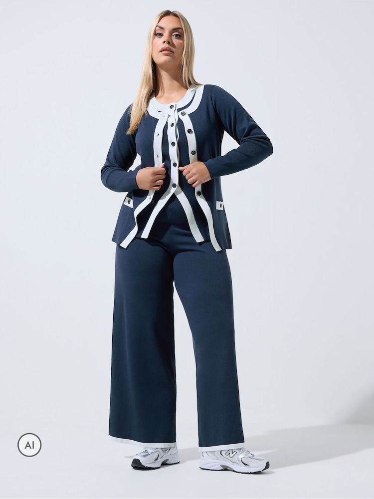 Yours Curve Blue Limited Contrast Detail Waistcoat - Image 2 of 7